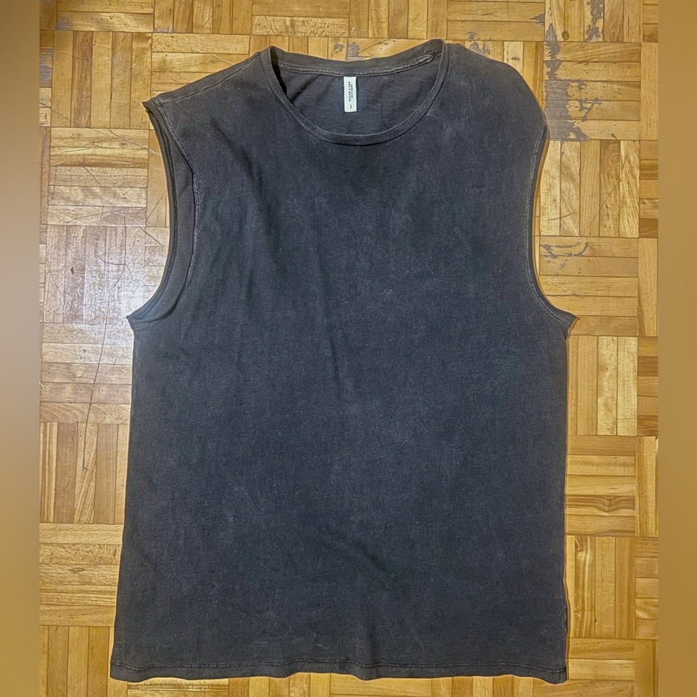 Frank & Oak Charcoal Crew Neck sleeveless Tee